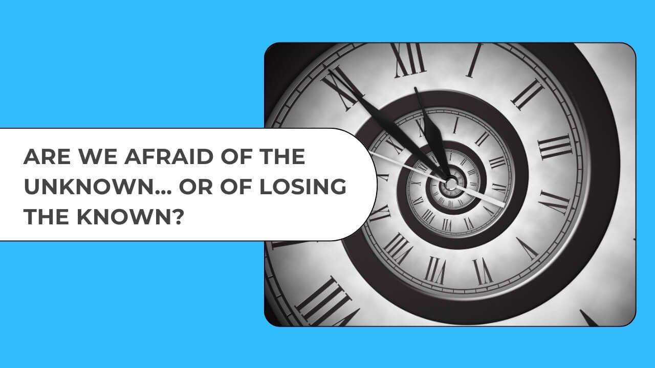 Spiral clock representing uncertainty, time distortion and navigating change