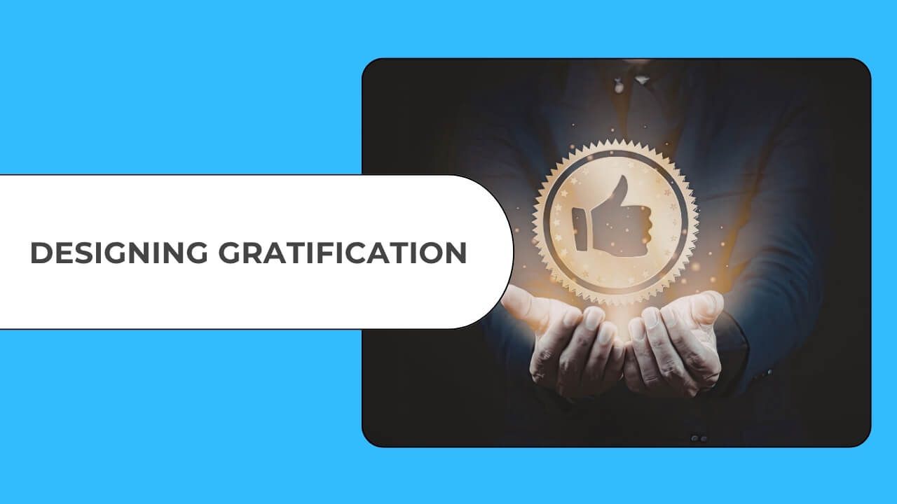 Hands holding glowing symbol representing designed gratification and balanced success mindset