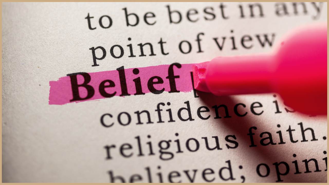 image of the word belief being highlighted in pink