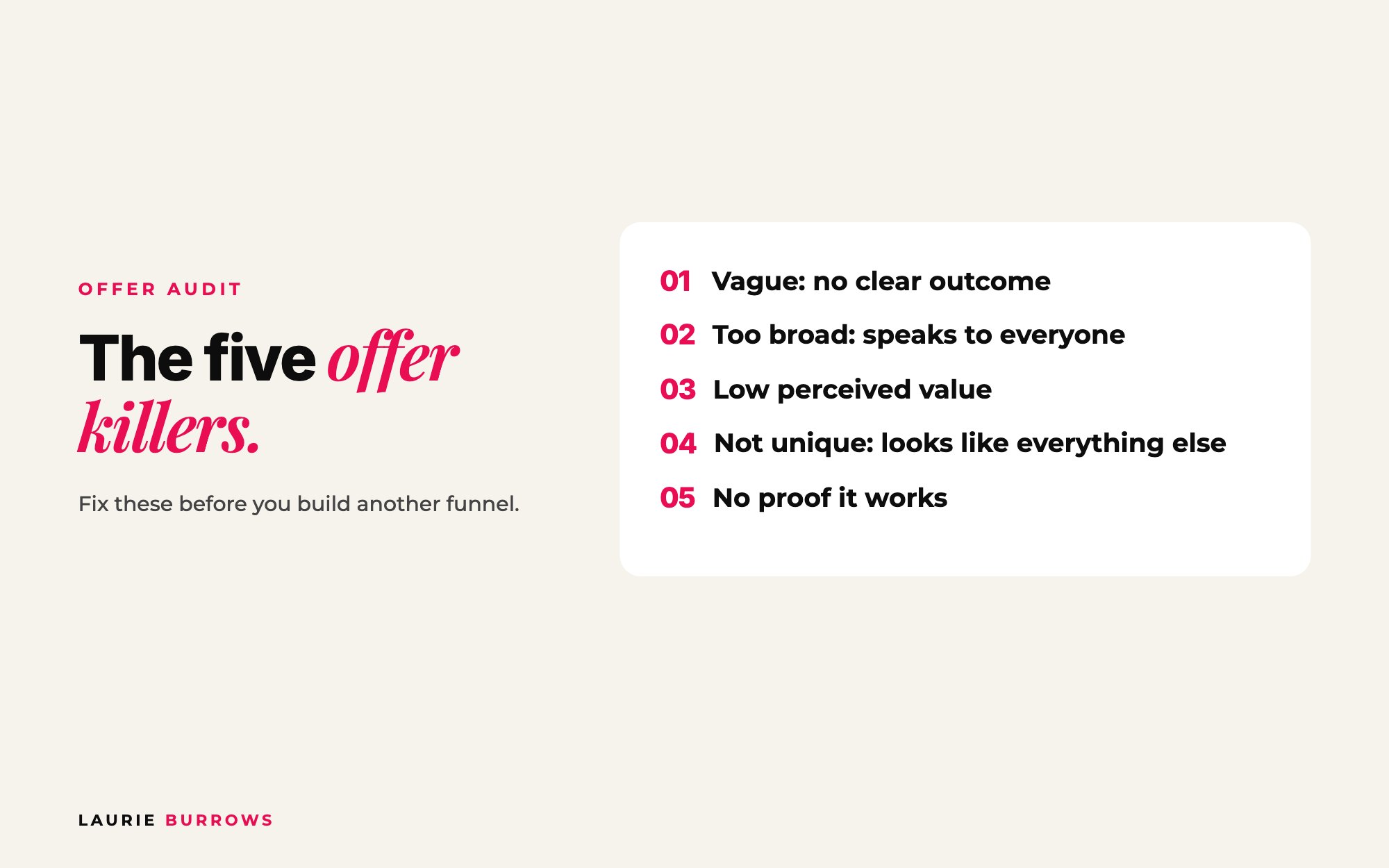Offer audit checklist: the five offer killers that stop coaching offers selling