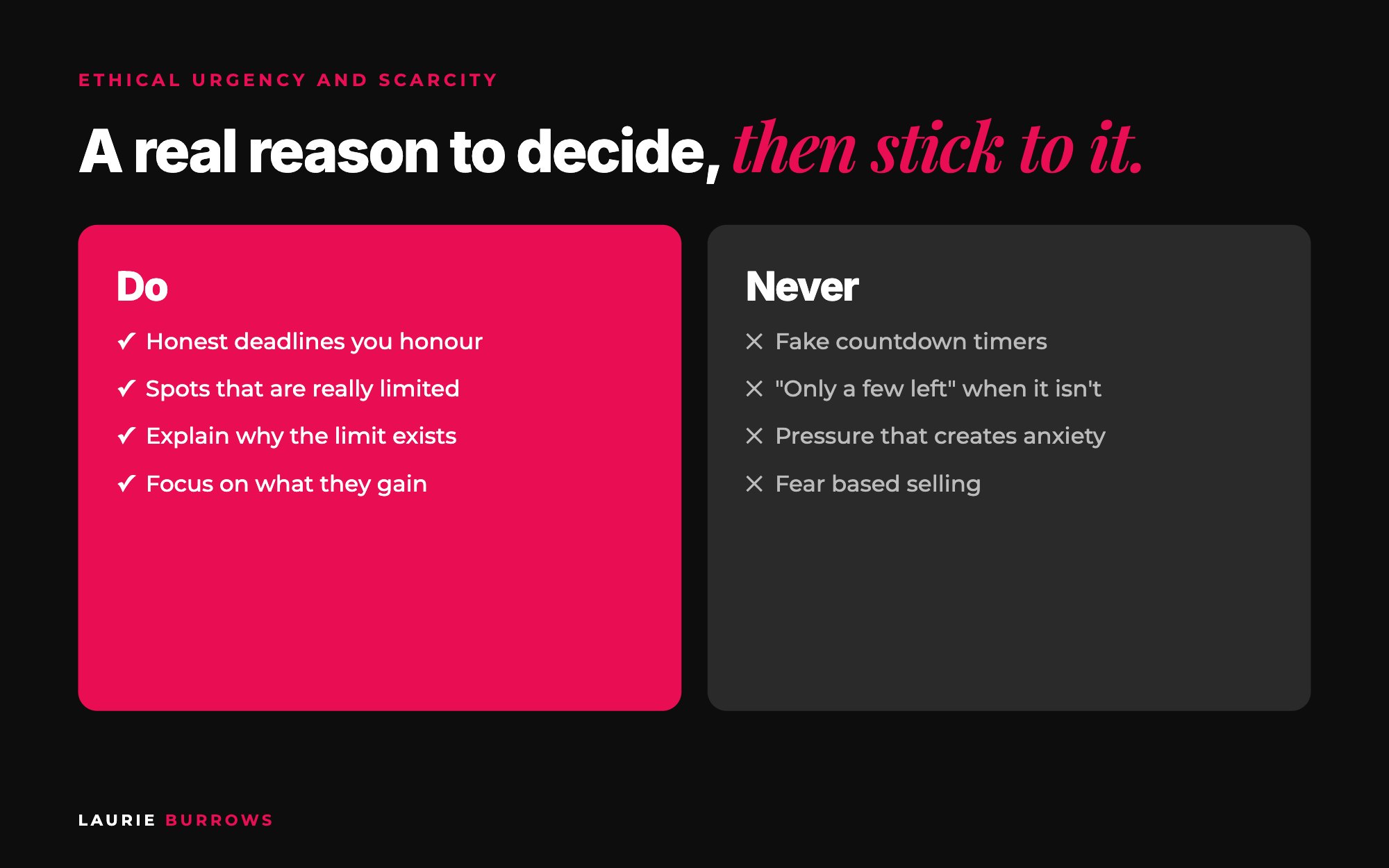 Ethical urgency and scarcity: what to do and what never to do when selling
