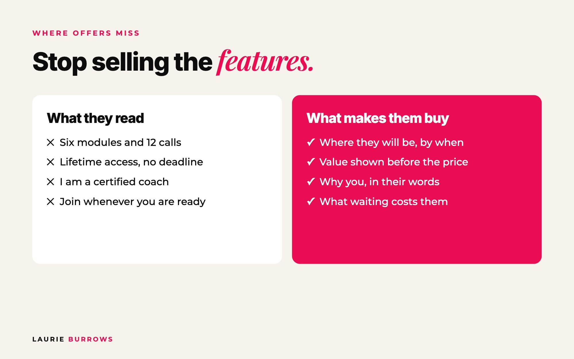 Where coaching offers miss the 3 reasons people buy, and what to say instead