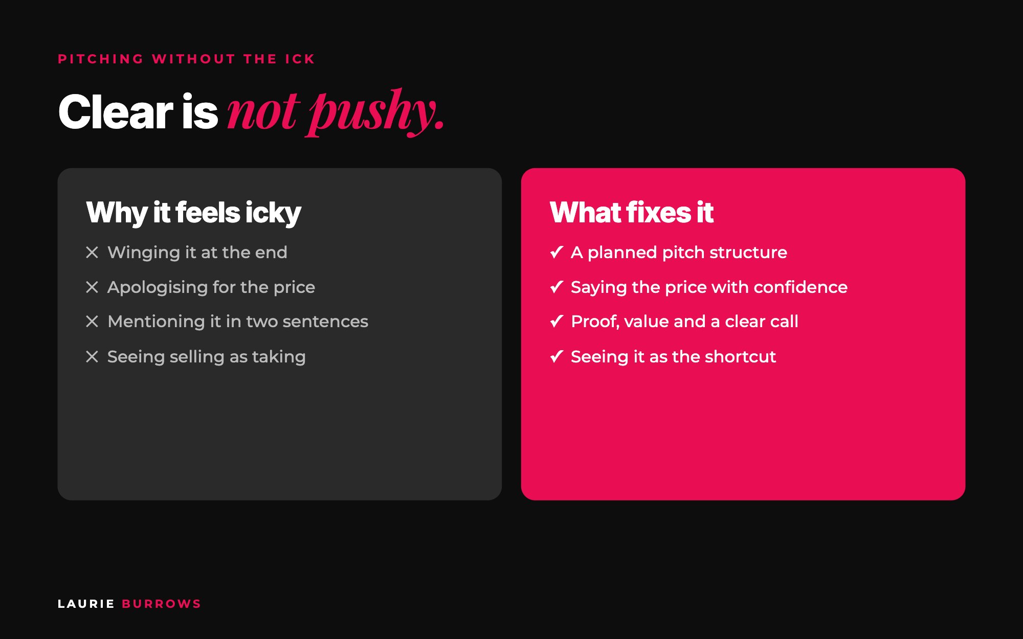 Why pitching feels icky and what fixes it: rushing, apologising and winging it vs structure, proof and confidence
