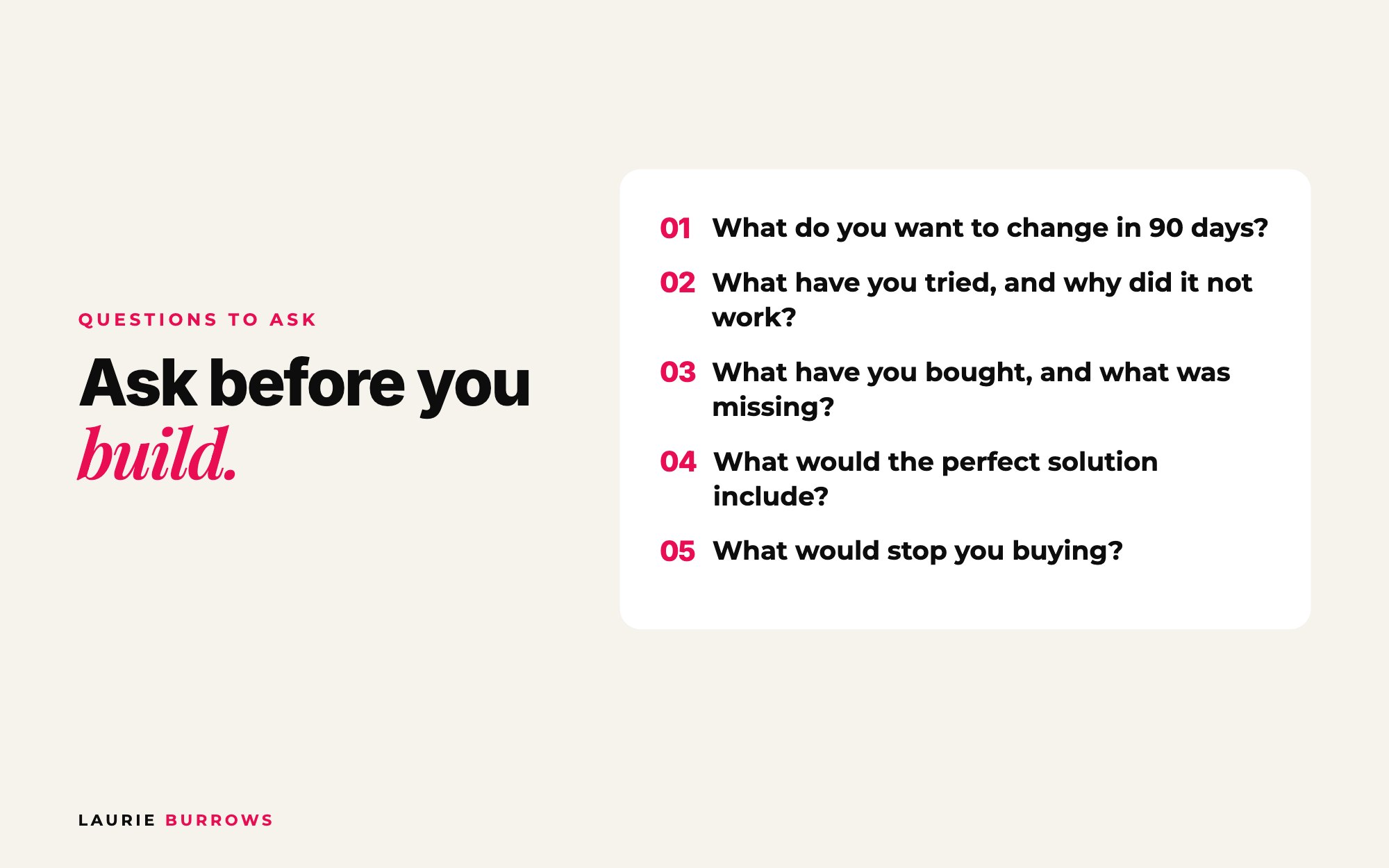 Market research questions to ask your ideal clients before you build an offer