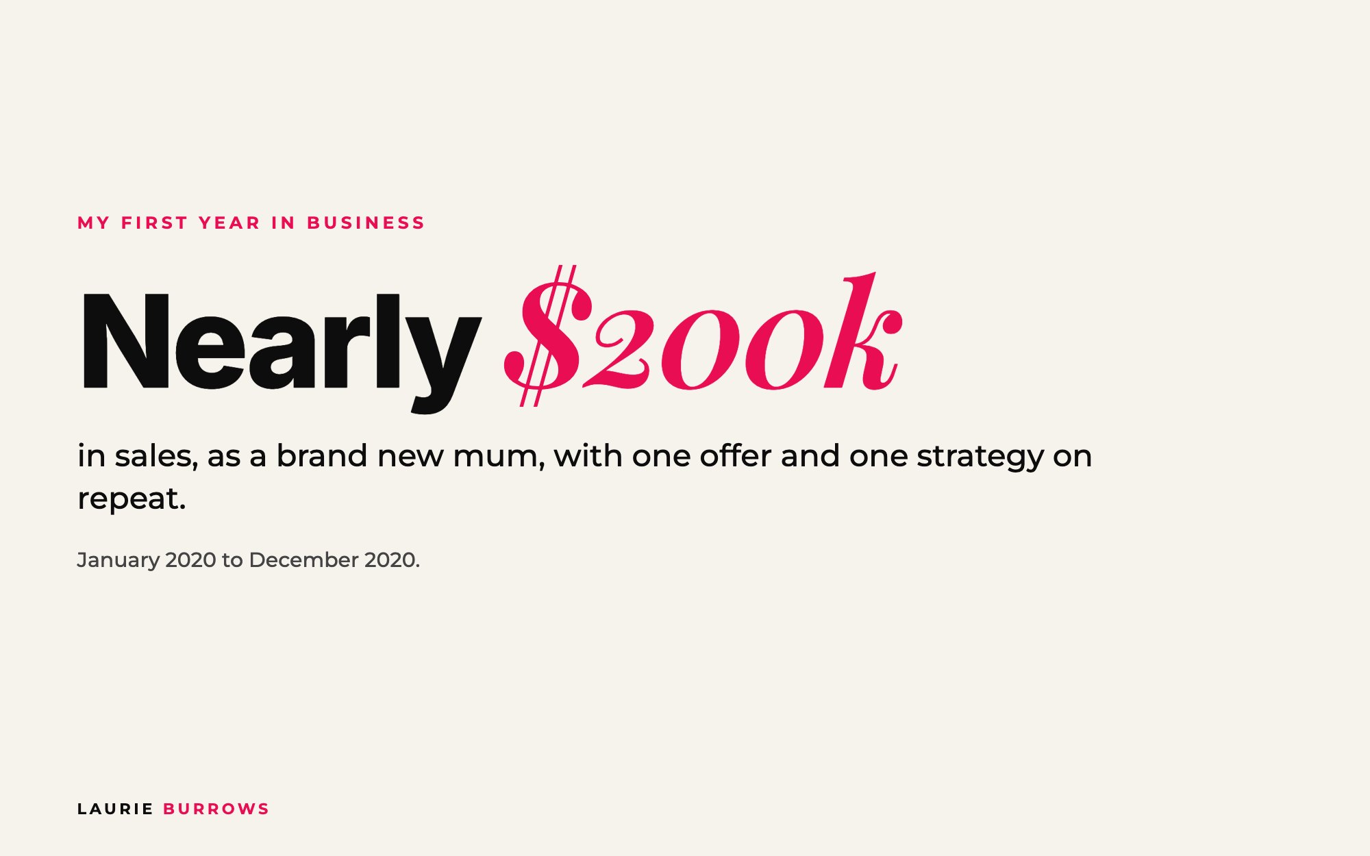 Nearly $200,000 in sales in the first year of business as a new mum