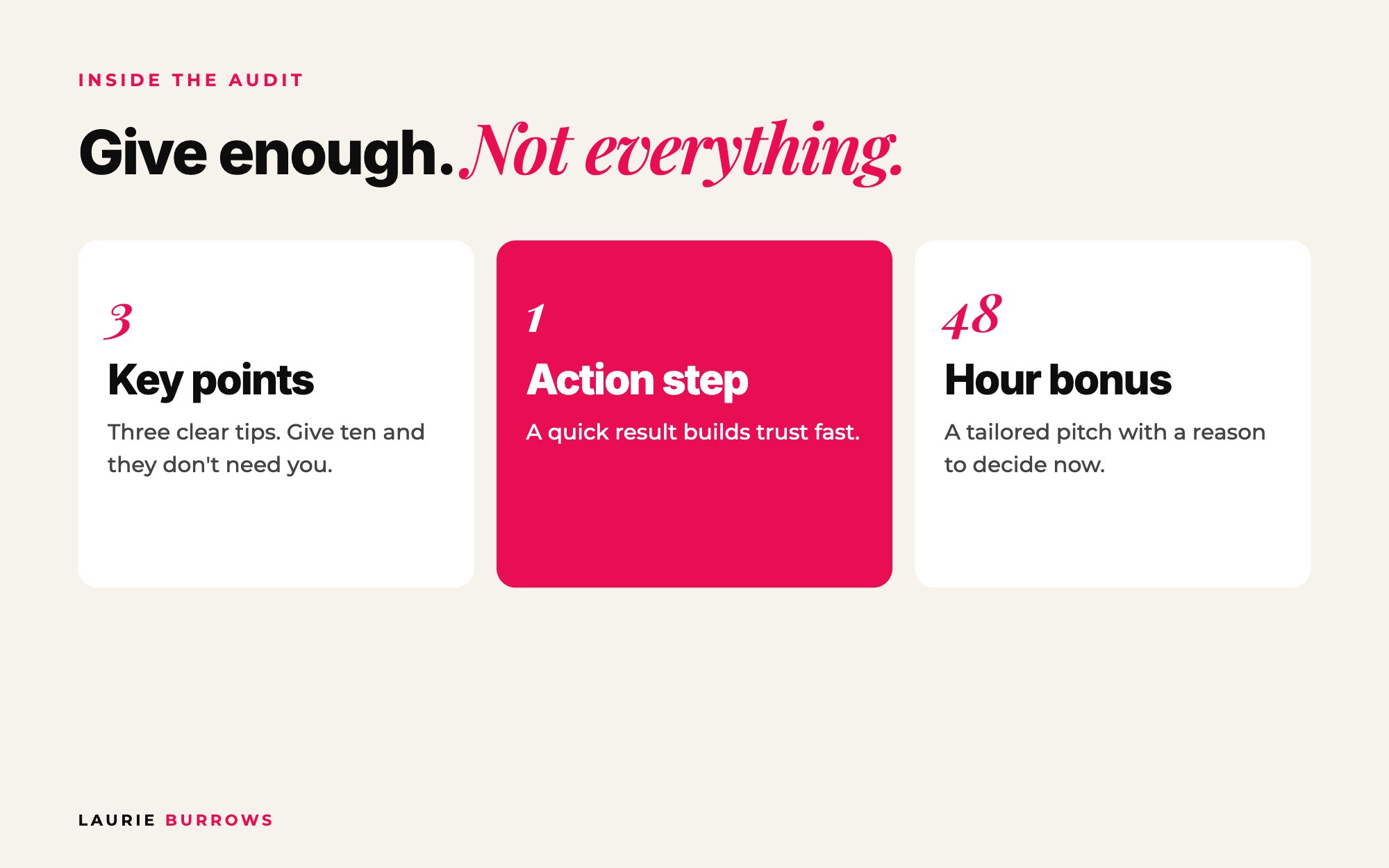 What to include in a free audit video: three key points, one action step and a tailored pitch