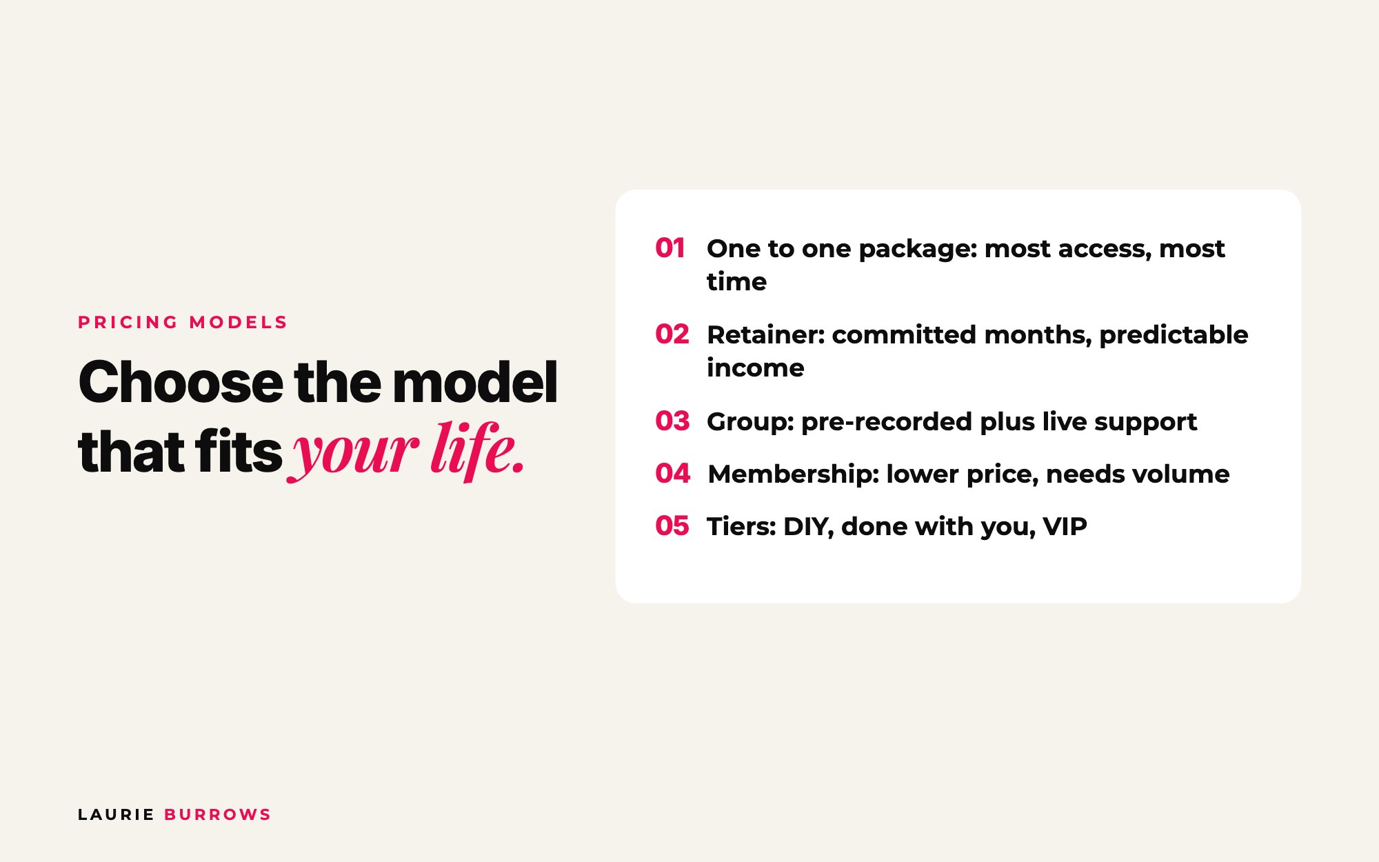 Coaching programme pricing models: one to one, retainer, group, membership and tiers