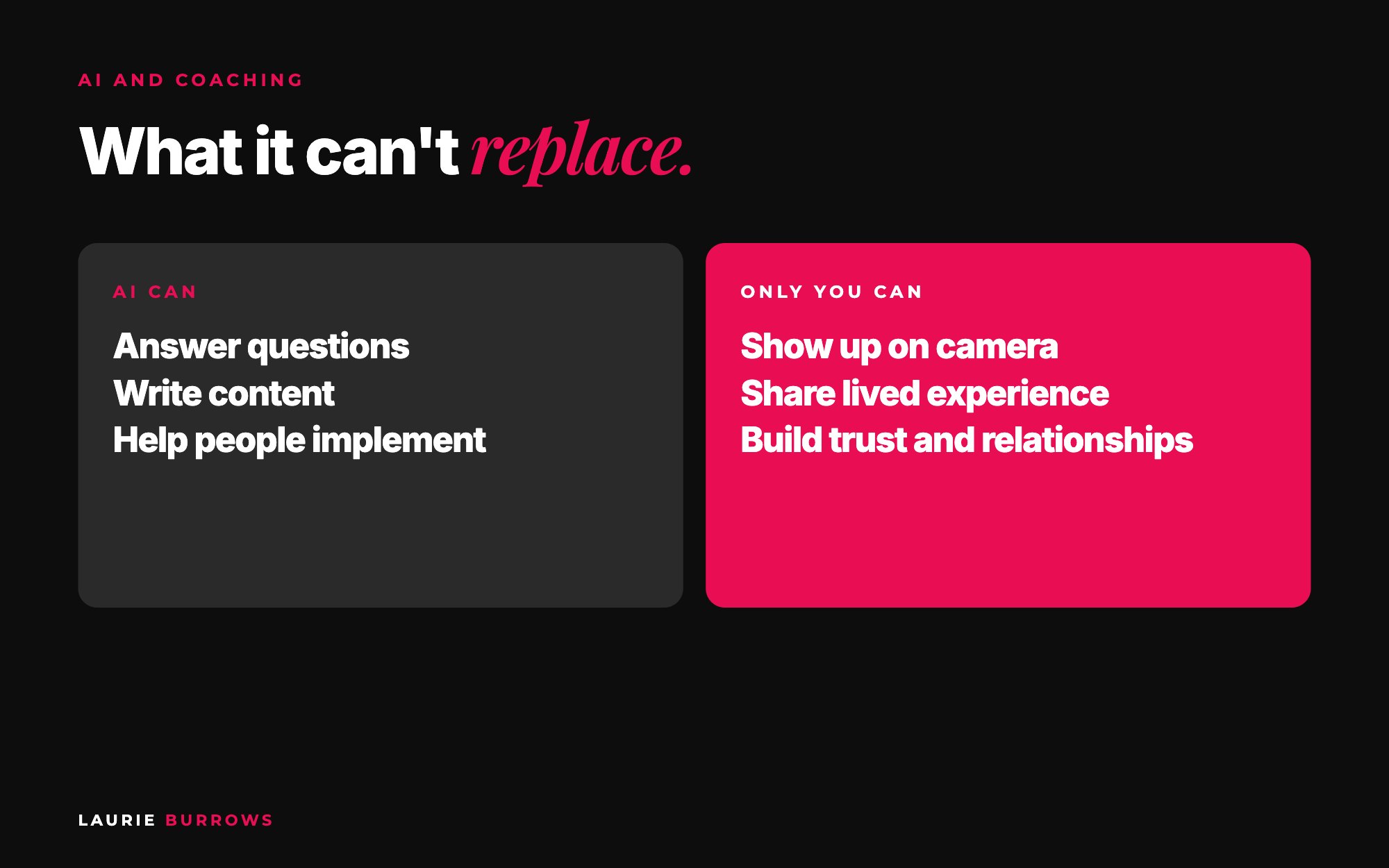 What AI can do and what AI cannot replace for coaches: information versus you