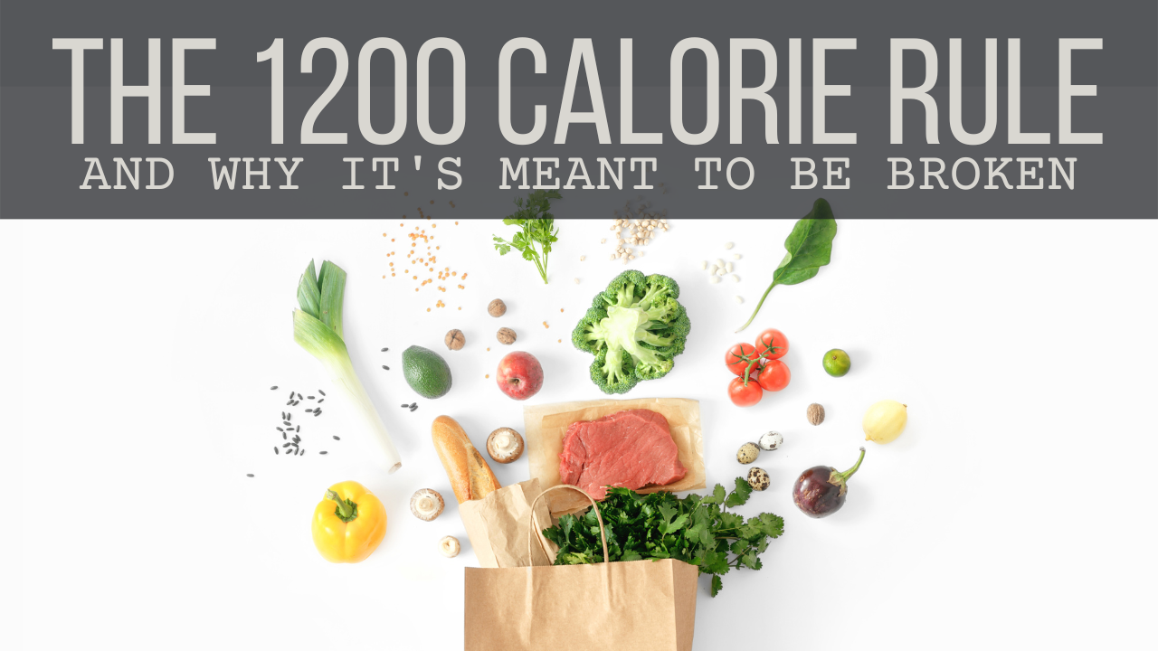 How many calories should you eat for weight loss? The 1200 calorie rule and why it's meant to be broken. Picture of grocery bag full of food spilled over