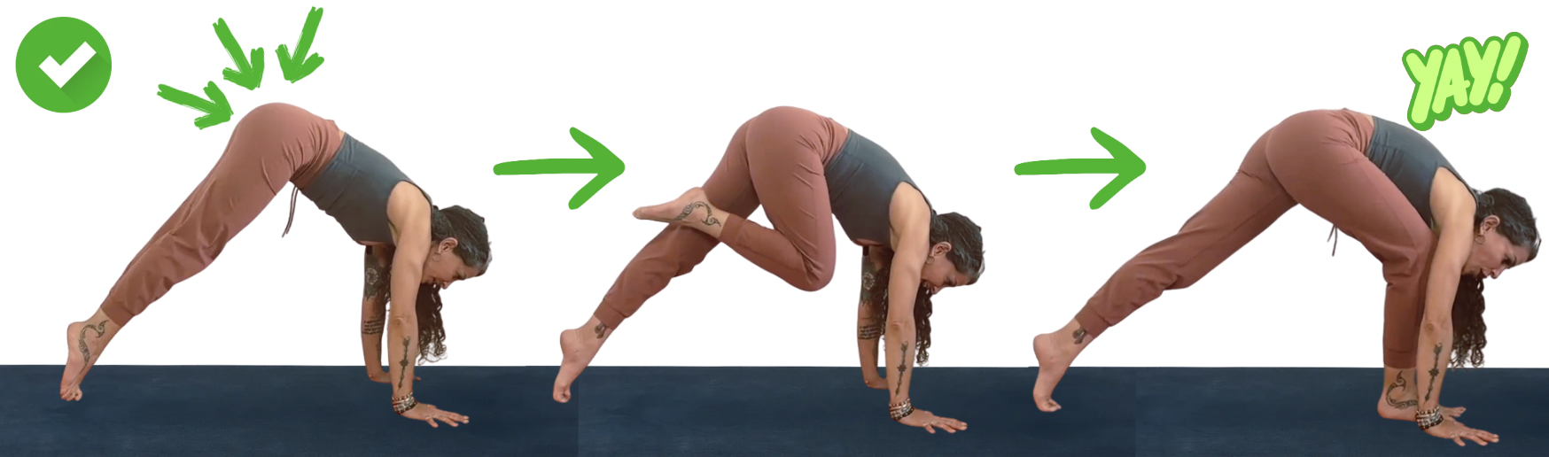 Keeping hips lifted during step-through