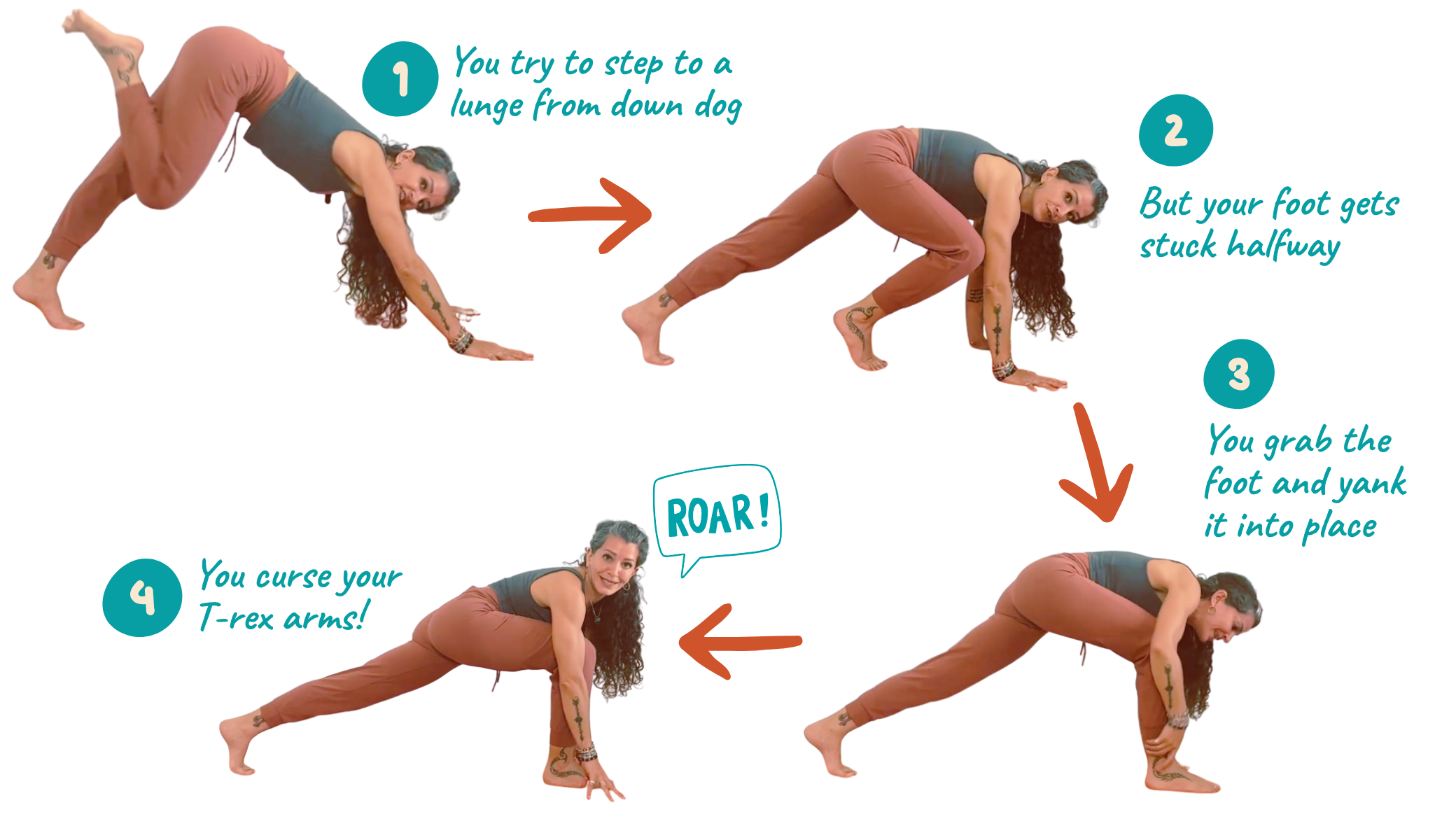 Stepping foot forward from Downward Dog