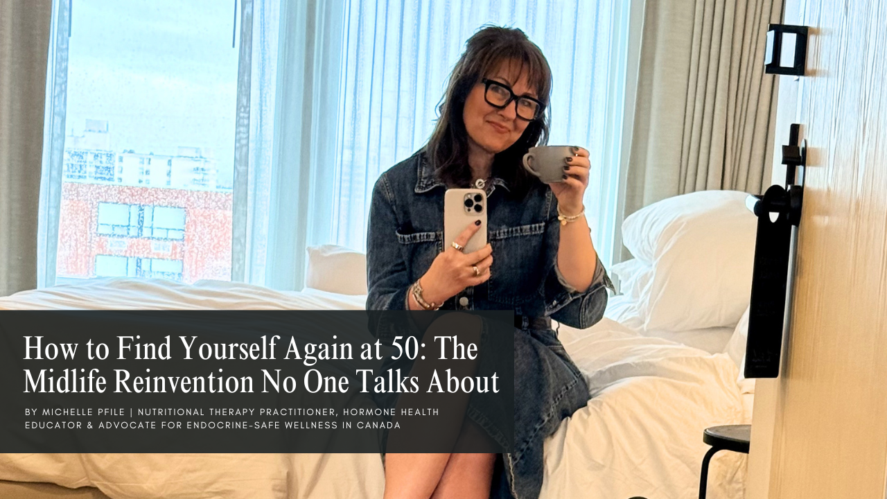 Woman in her 50s smiling confidently outdoors, representing midlife empowerment and finding yourself at 50