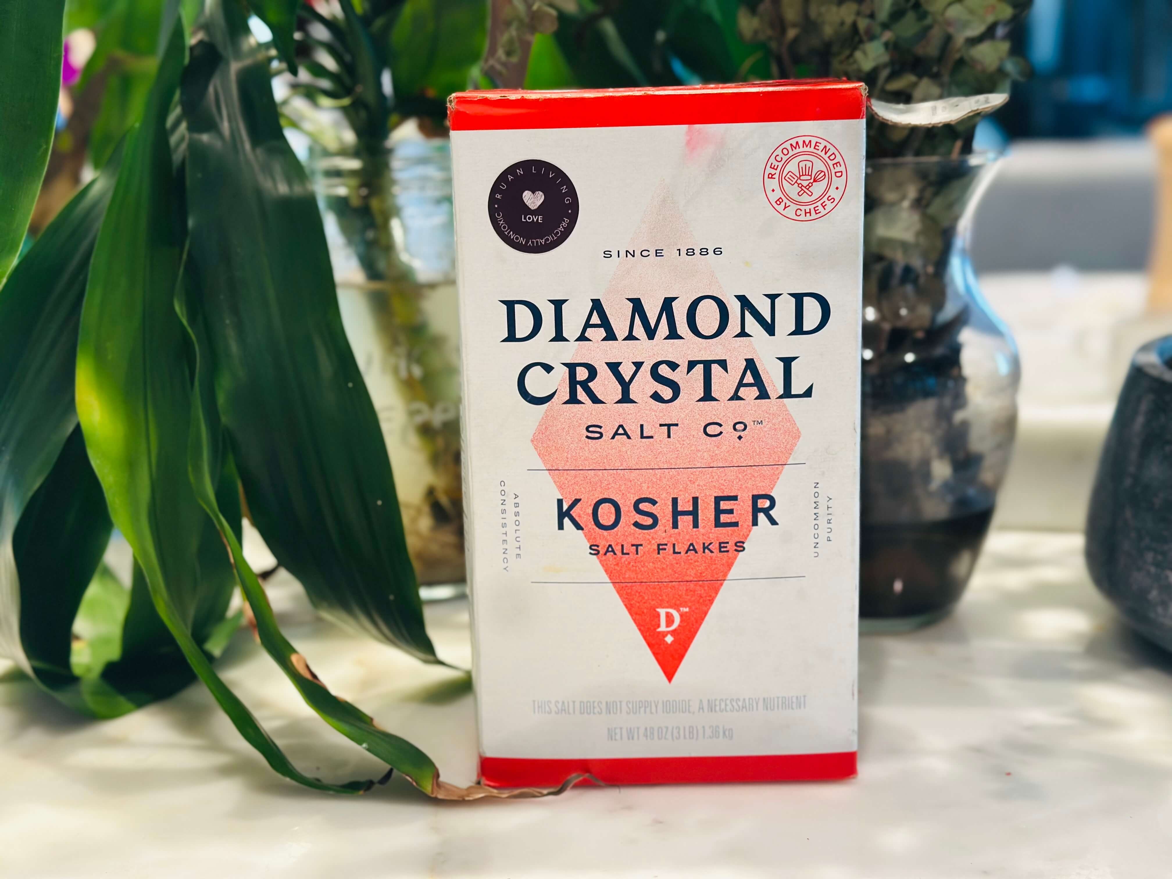 Diamond Crystal Kosher Salt with Ruan Living Love sticker