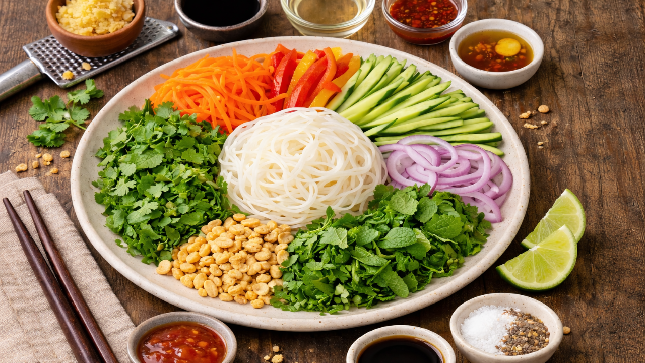 Spring Roll Salad With Spicy Ginger Dressing