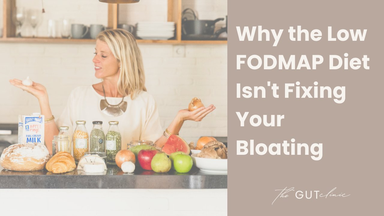 Kirsten Greene ND holding food items discussing why the low FODMAP diet isn't fixing bloating for IBS and SIBO