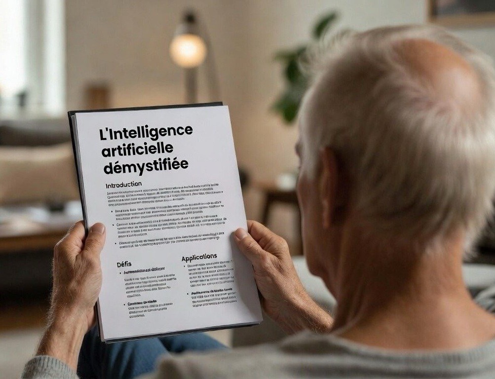 Personne lisant le guide L'intelligence artificielle démystifiée