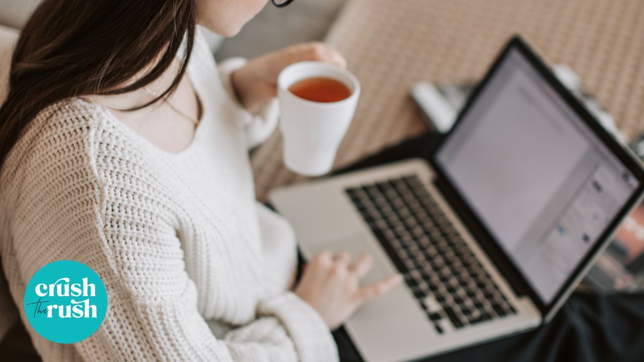 female business strategist using tech tools to save time on her laptop