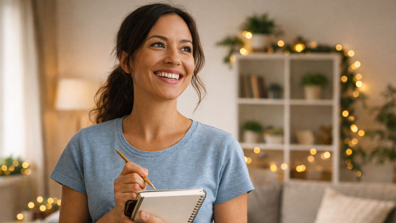 happy mom with a planner