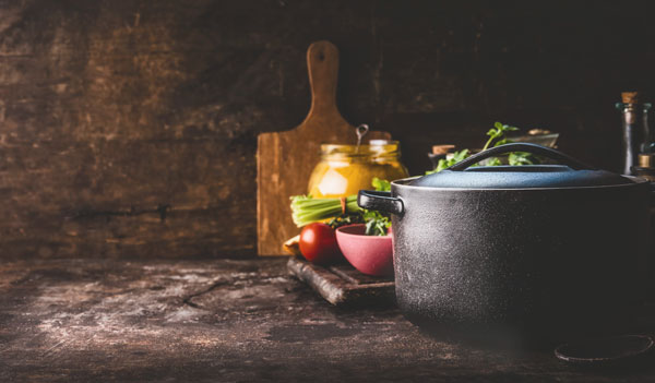 self healing through nourishment~ cast iron pot with veggies