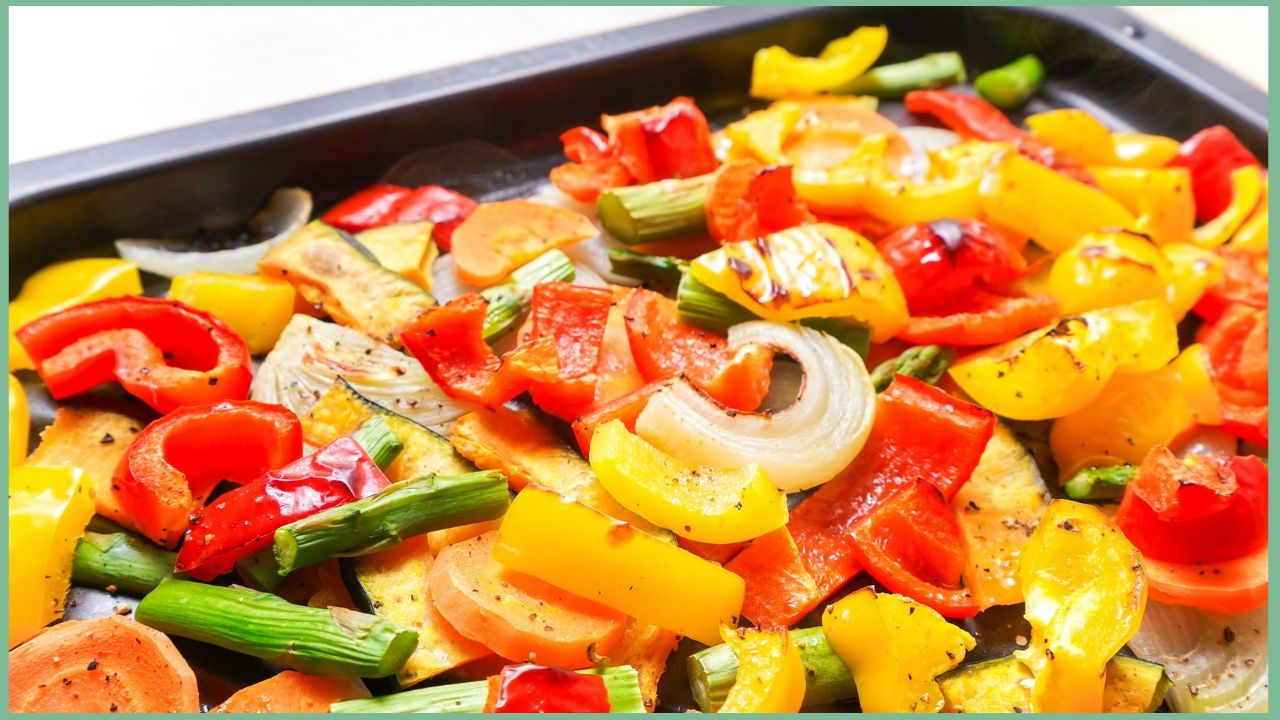 plant-based diets, starter tips, cooking tips, plant-based eating, beginner tips,roasted vegetables on a pan, want tasty roasted vegetables use this hack