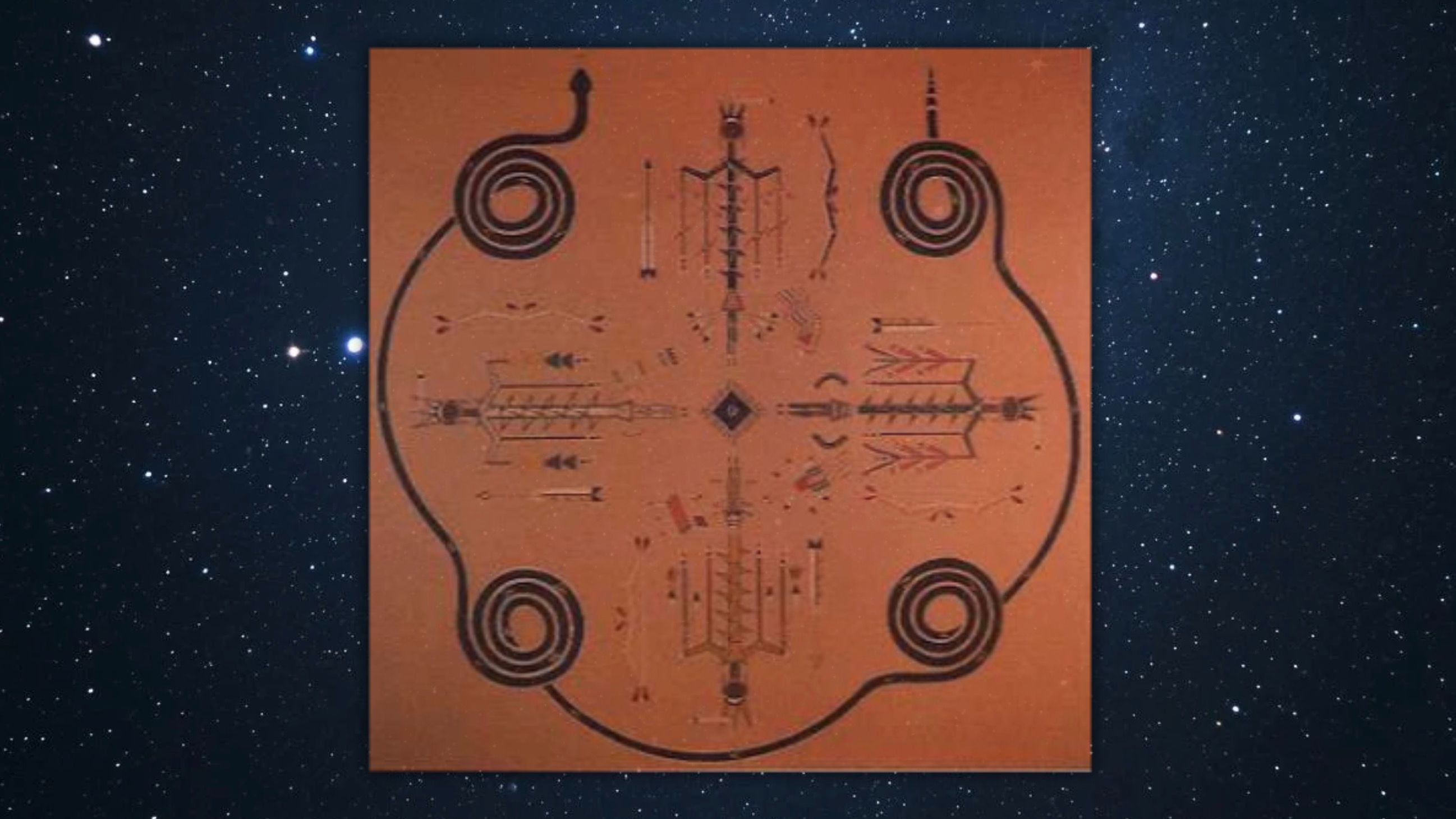 Circular diagram resembling a medicine wheel centered against a star-filled background