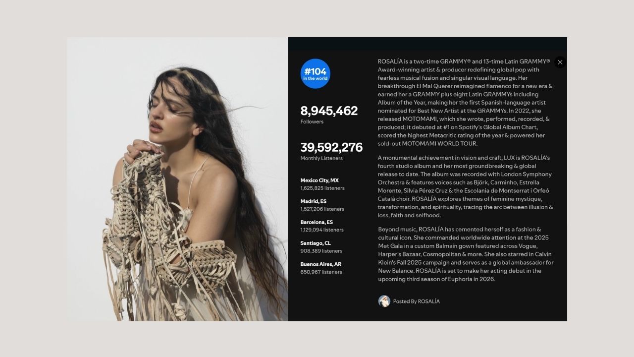 Image of Rosalia's Spotify Bio