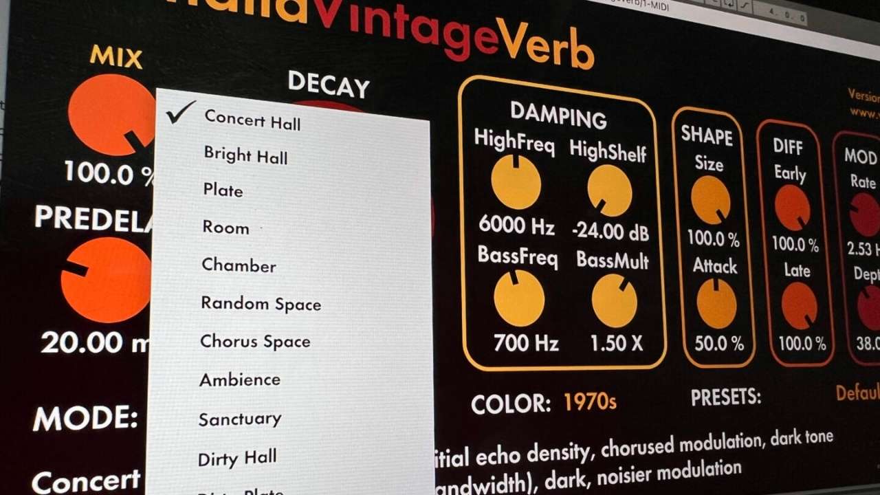 Vintage reverb mode list