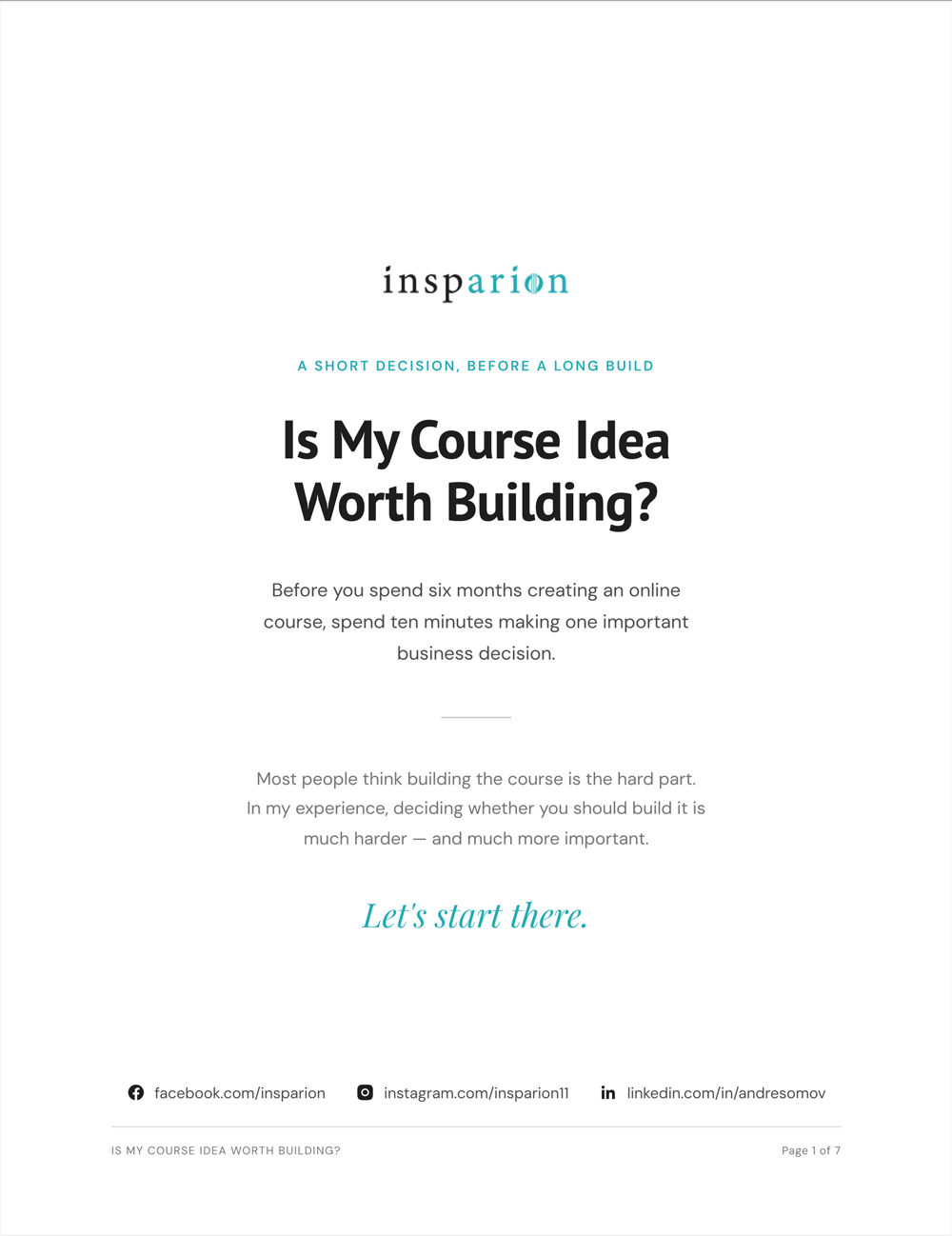 Is My Course Idea Worth Building? free download cover