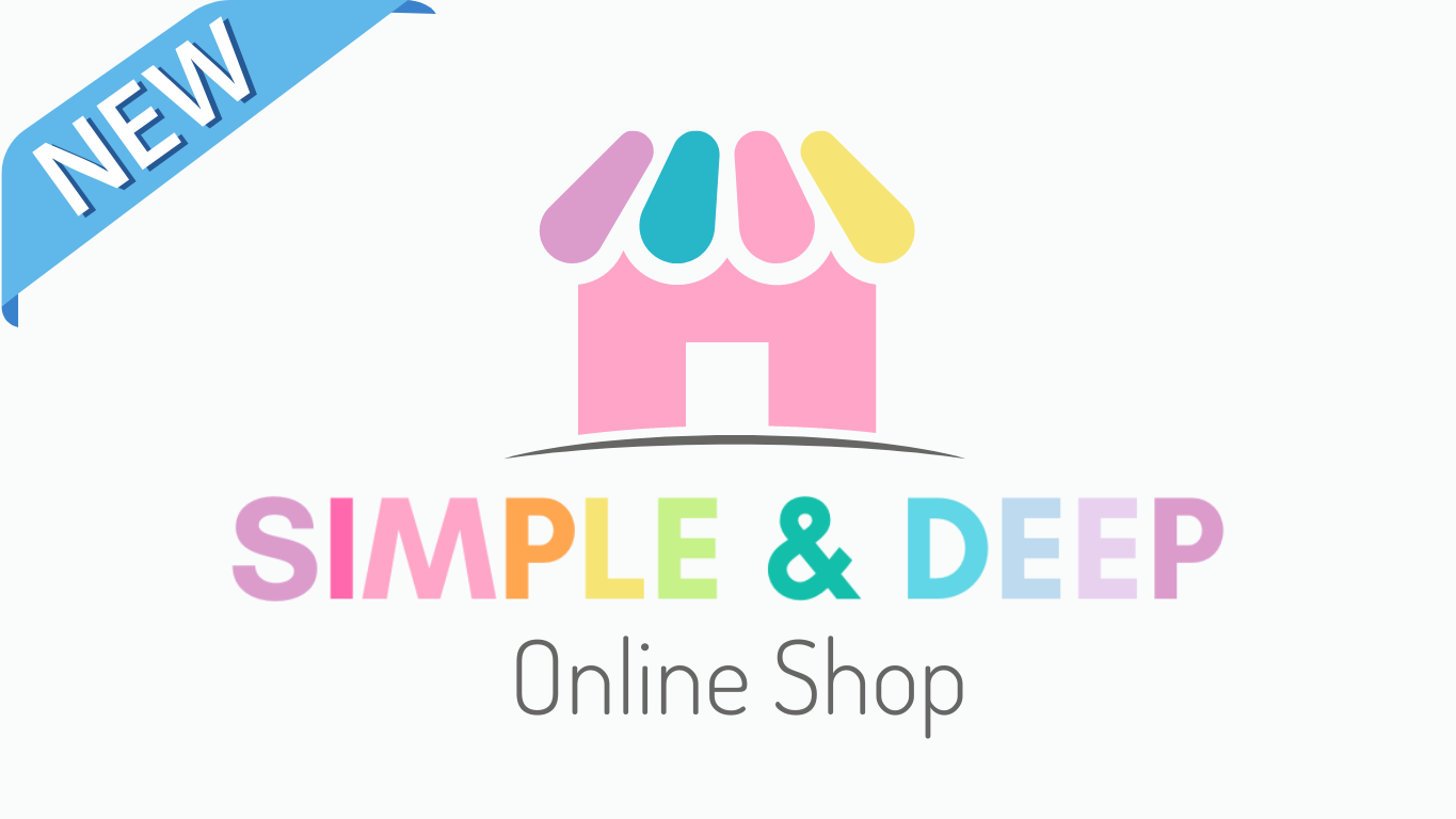 logo for Simple & Deep Online shop with rainbow lettering