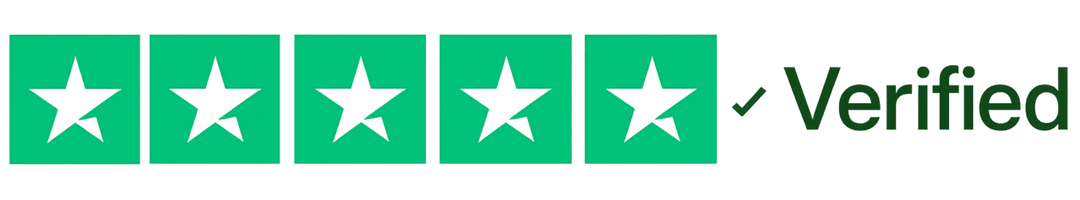 Five green Trustpilot stars with a checkmark and the word Verified, representing CryptoTaxAudit’s verified 5-star customer rating.