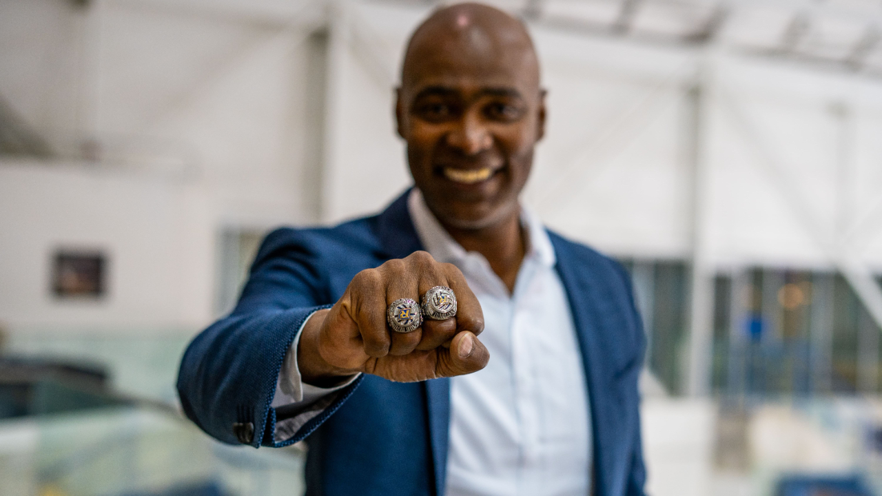 Ivan wearing his championship rings.