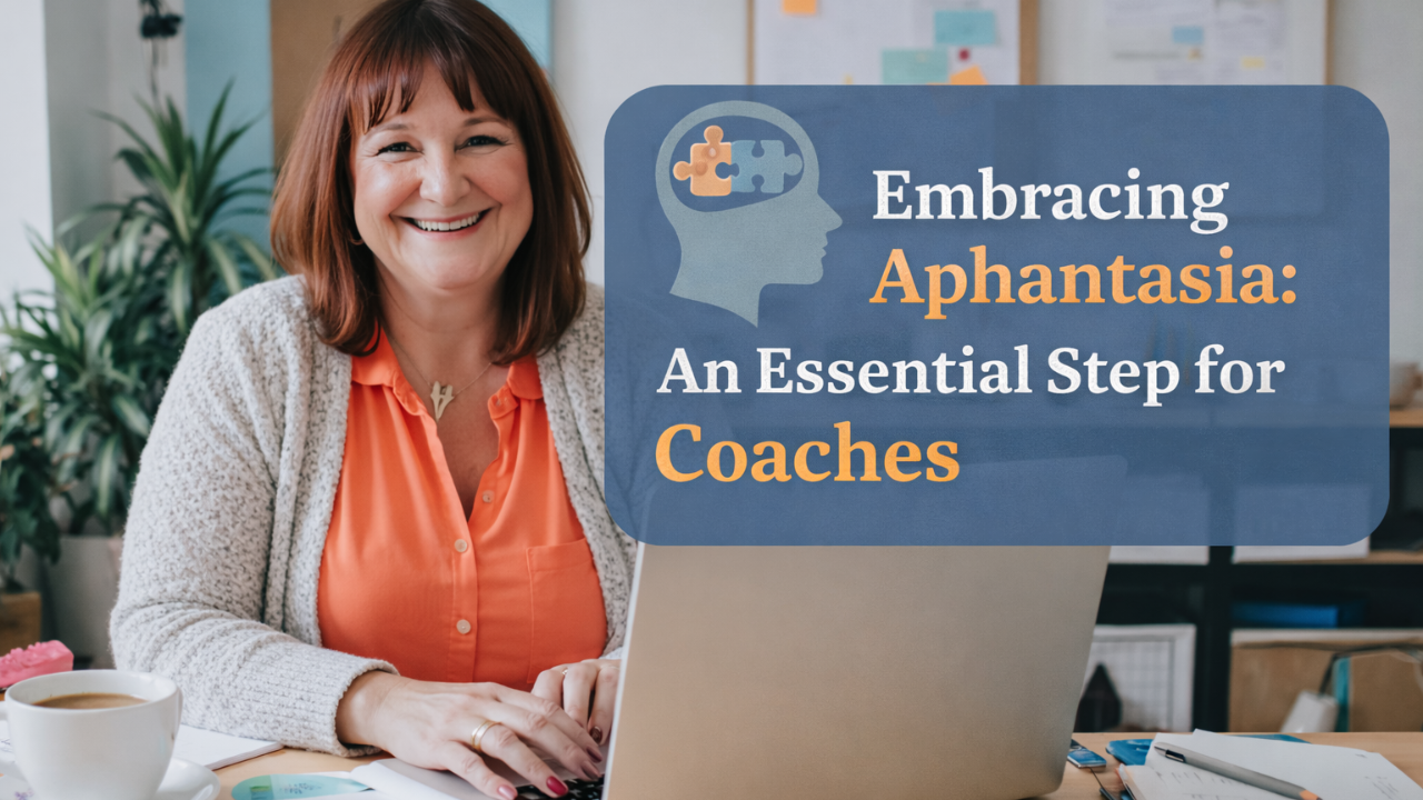 Aphantasia Academy founder Sassy Smith typing her latest blog which is all about neurodivergent coaching