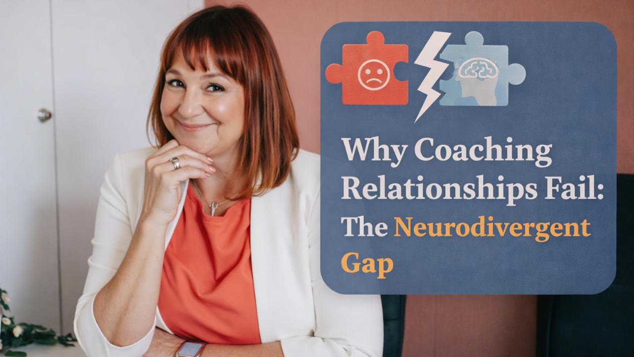 Aphantasia  Coaching Academy founder Sassy Smith typing her latest blog post which is all about why coaching relationships fail for neurodivergent people