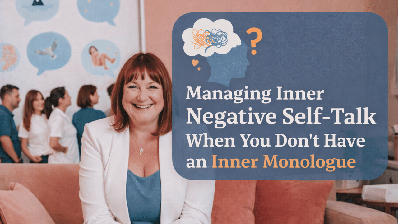 Aphantasia Academy founder Sassy Smith typing her latest blog which is all about anauralia the silent mind.