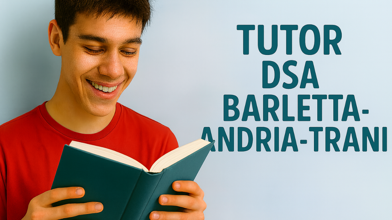 Studente dislessico seguito da un tutor DSA a Barletta-Andria-Trani, durante una sessione di studio efficace e personalizzata