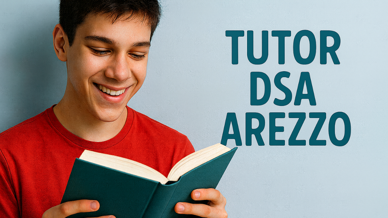 Studente dislessico seguito da un tutor DSA ad Arezzo, concentrato durante una lezione personalizzata.