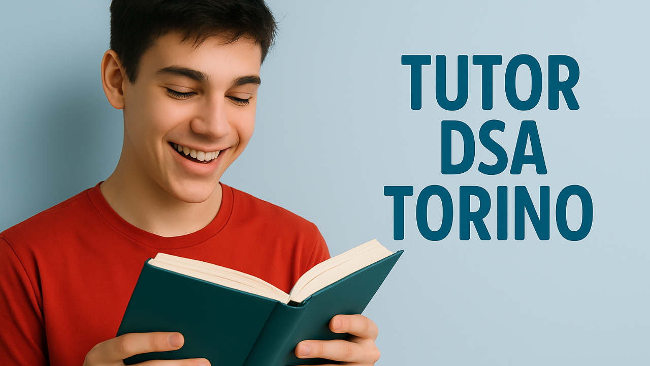 Ragazzo dislessico sereno che studia con un tutor DSA a Torino, durante una lezione efficace.