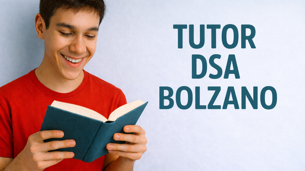 Studente dislessico seguito da un tutor DSA a Bolzano, impegnato in una lezione personalizzata e serena.