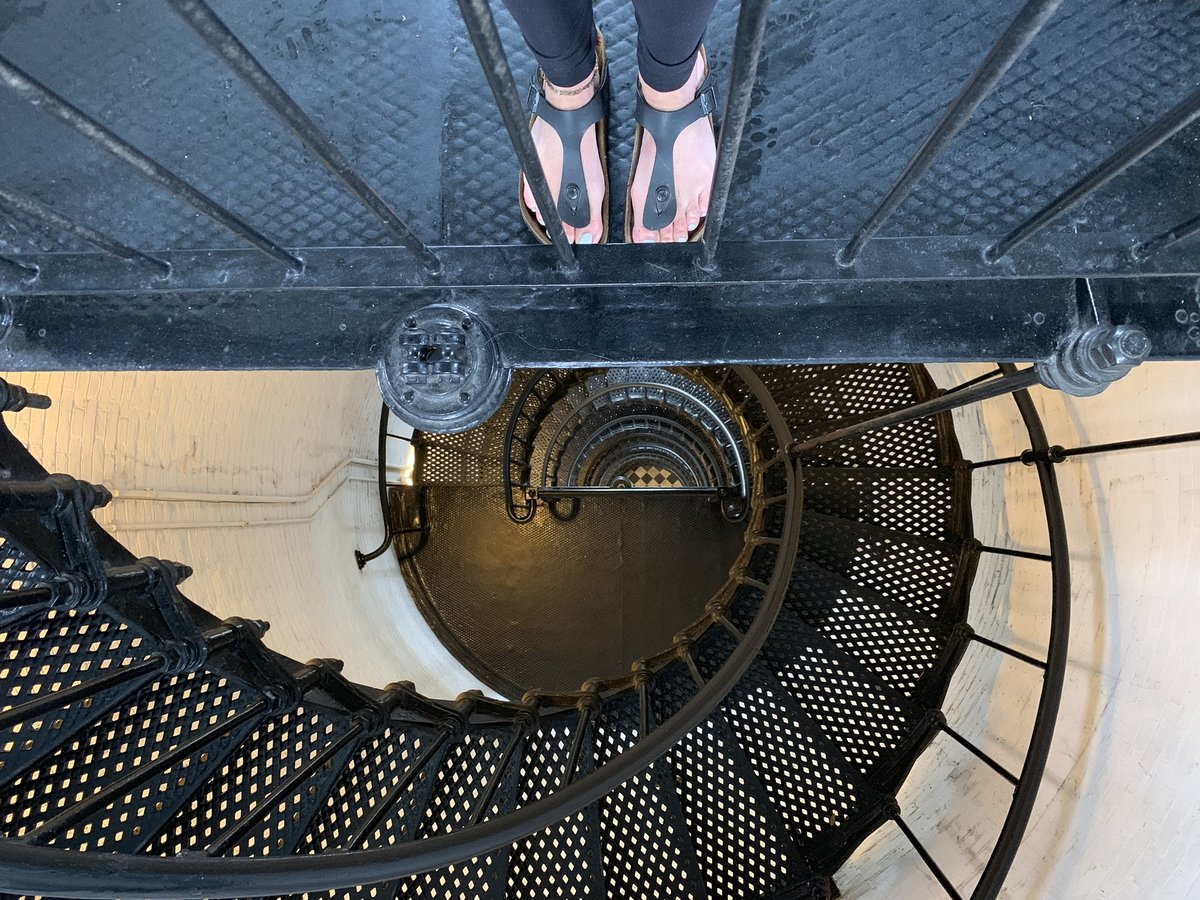 Looking down the spiral staircase inside the St. Augustine Lighthouse