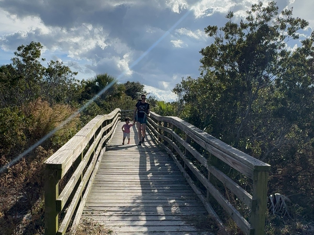 Walking the boardwalk back from the beach on Cumberland Island