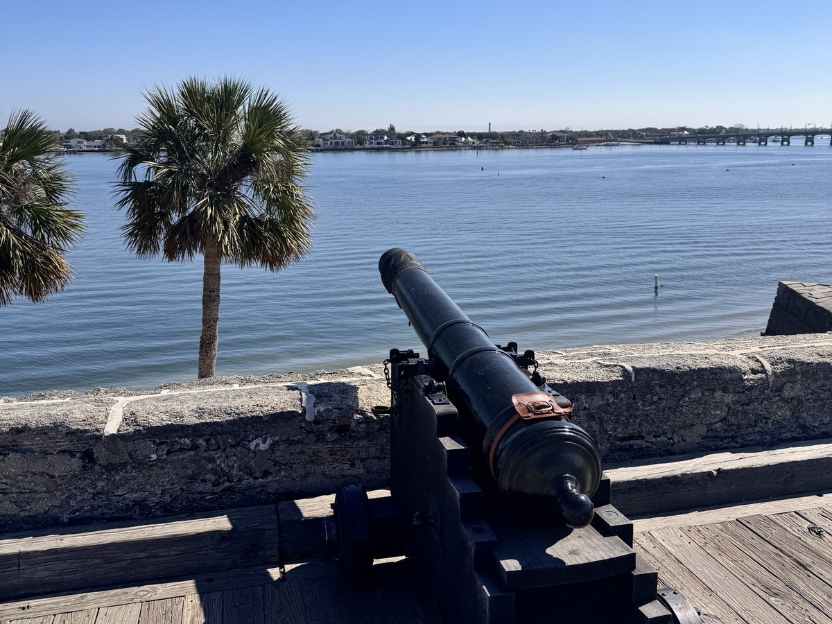 Cannon on the Castillo de San Marcos wall looking out over Matanzas Bay