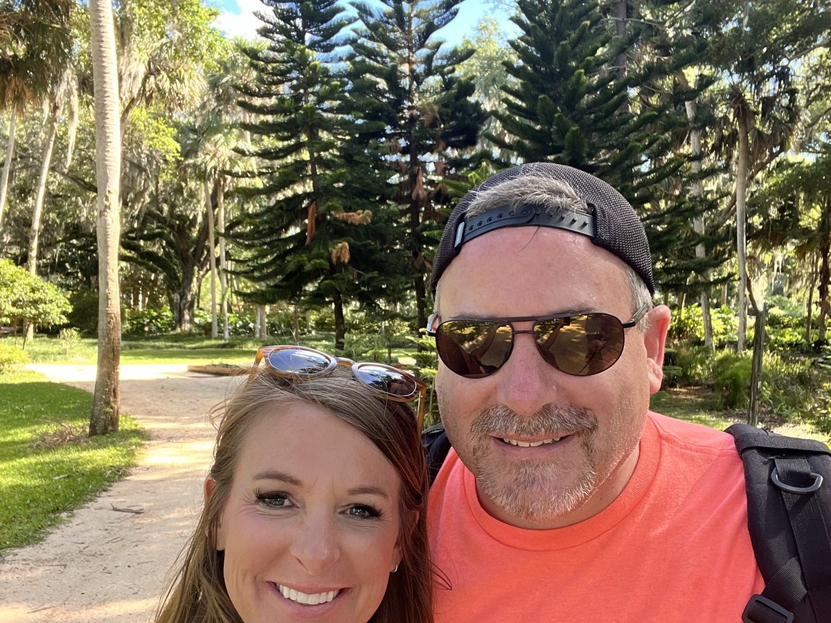 Melissa and Scott in the gardens at Washington Oaks Gardens State Park