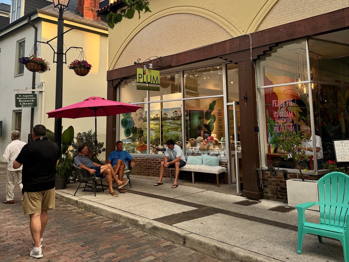 Plum Contemporary Gallery on Aviles Street at golden hour