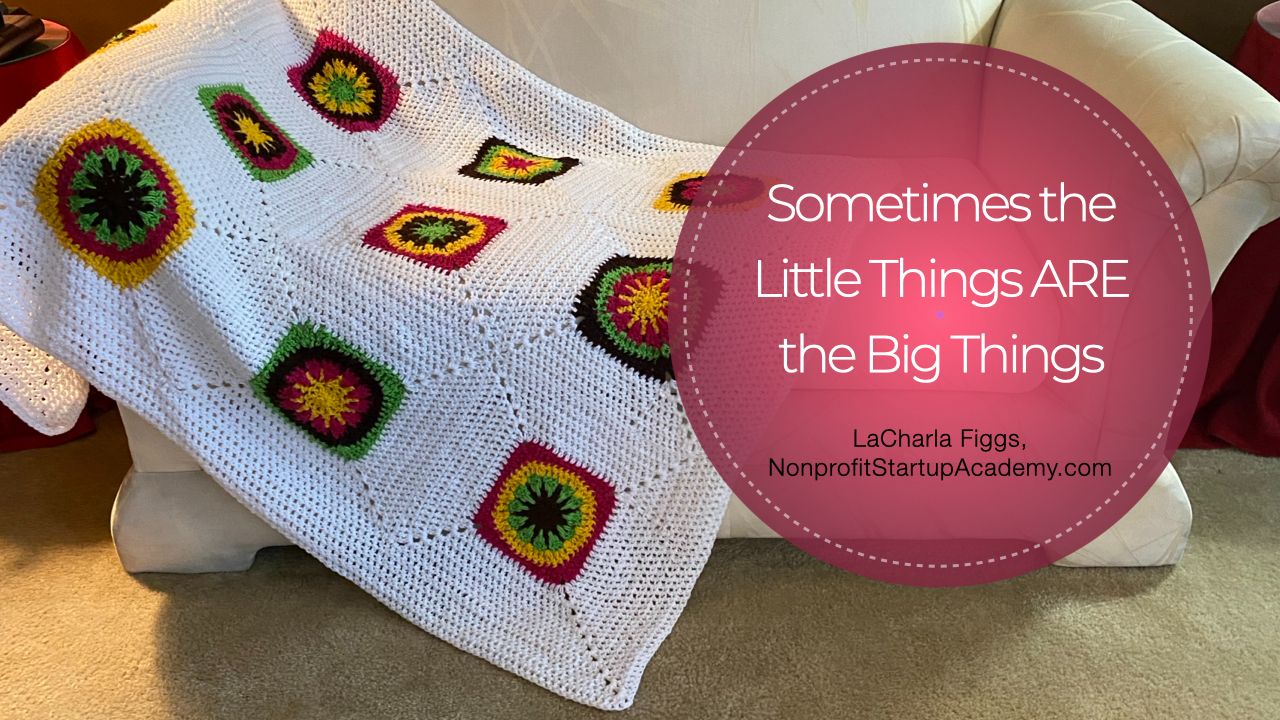 Title Cover, Colorful crocheted afghan