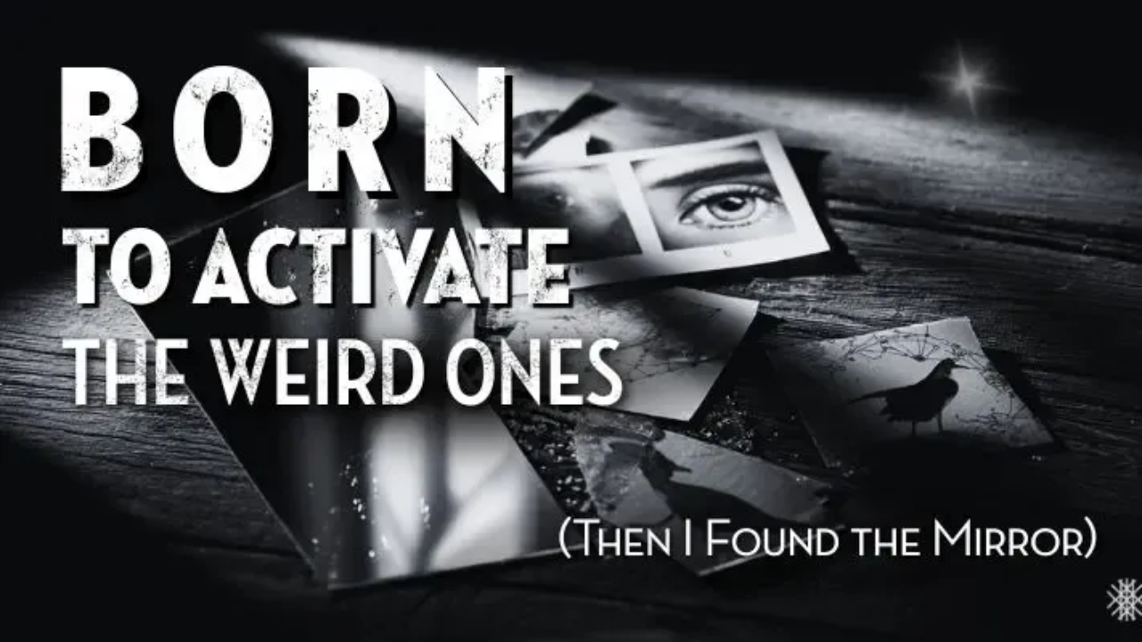 Shattered mirror with photographs and light beam - Born to Activate the Weird Ones