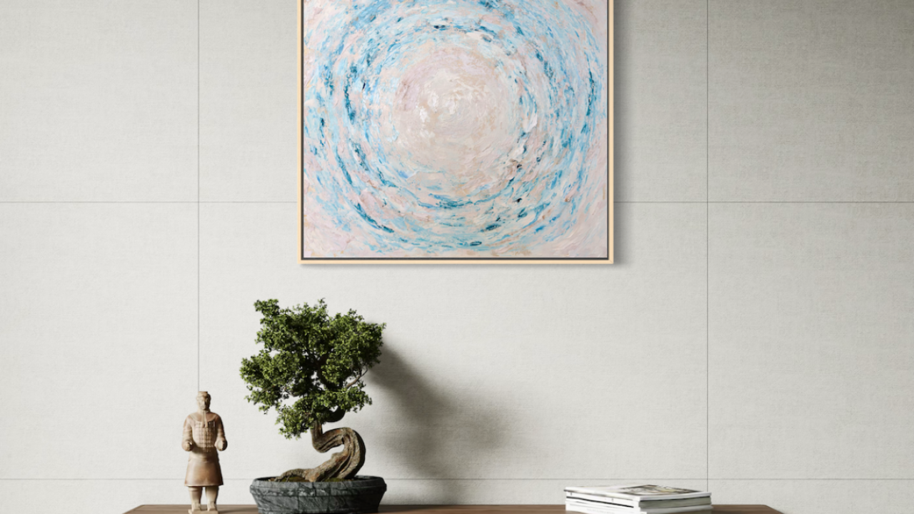 Light Energy Art painting The Energy of Love showing spiritual wall art in a home setting