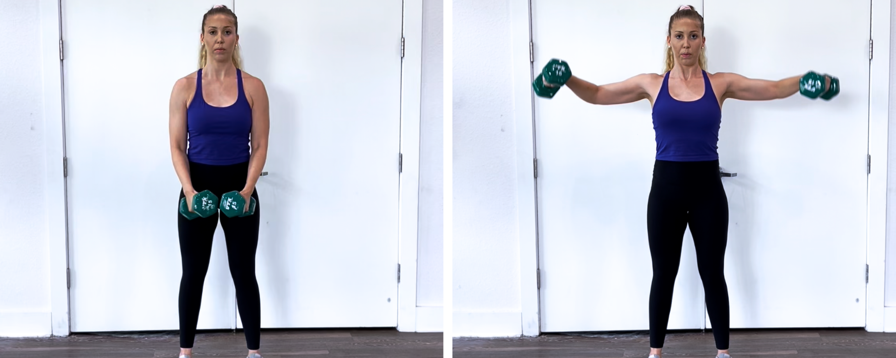 Dumbbell lateral raise exercise for shoulders