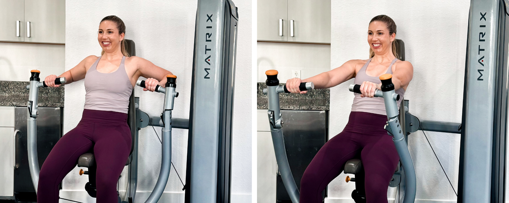 Machine chest press exercise for chest, shoulders, and triceps