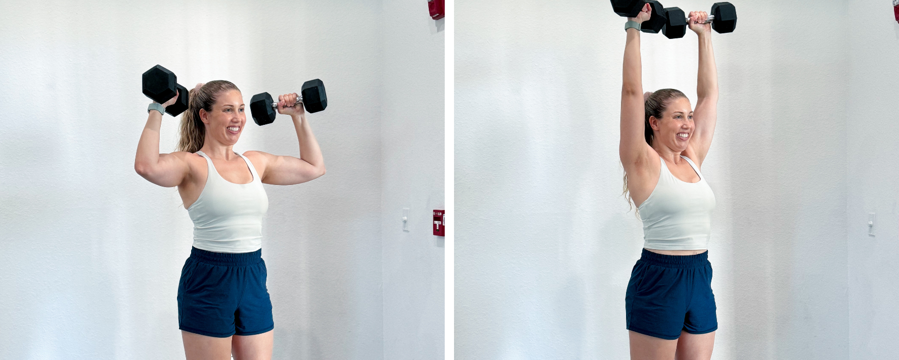 Dumbbell Standing Shoulder Press Exercise for Front and Lateral Delts