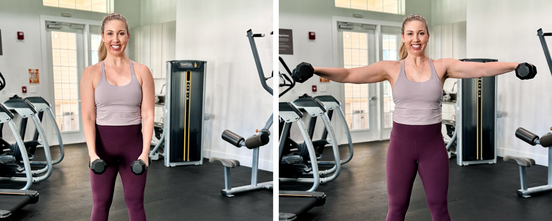 Dumbbell lateral raise exercise for shoulders